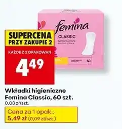 Biedronka Wkładki higieniczne normal Femina Classic oferta