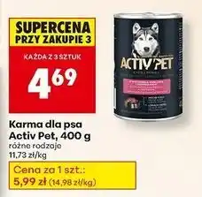 Biedronka Karma dla psa z wątróbką wołową i ziemniakami Activ Pet oferta