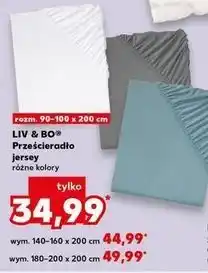 Kaufland Prześcieradło jersey 180-200 x 200 cm Liv & Bo oferta