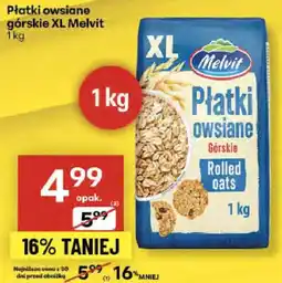 Delikatesy Centrum Płatki owsiane górskie XL Melvit 1kg oferta
