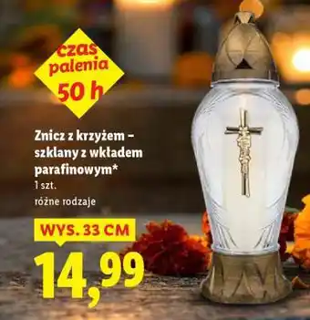 Lidl Znicz z krzyżem – szklany z wkładem parafinowym oferta