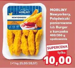 Kaufland MORLINY Newyorkery, Polędwiczki panierowane lub Burger z kurczaka 400/350 g opakowanie oferta