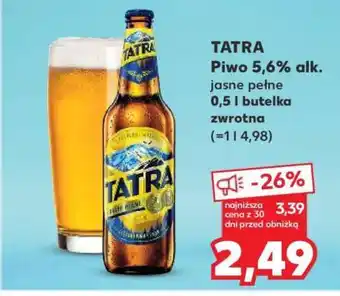 Kaufland TATRA Piwo 5,6% alk. jasne pełne 0,5 l butelka zwrotna oferta
