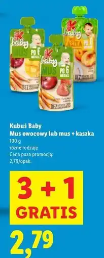 Lidl Mus+kaszka jabłko morela Kubuś Baby oferta