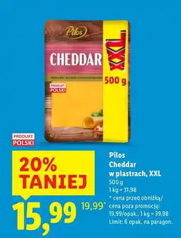 Lidl Ser Cheddar w plastrach, XXL 500 g Pilos oferta