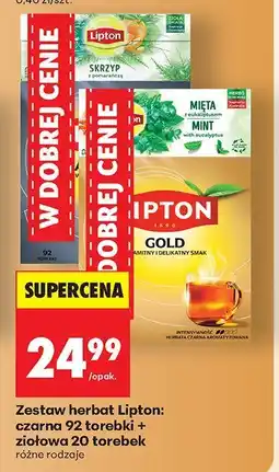 Biedronka Zestaw herbat Lipton: czarna 92 torebki + zielona 20 torebek oferta