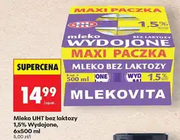 Biedronka Mleko UHT bez laktozy 1,5% Wydojone 6x500ml oferta