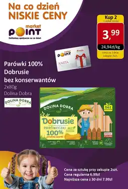 Market Point Parówki 100% Dobrusie bez konserwantów 2x80g Dolina Dobra oferta