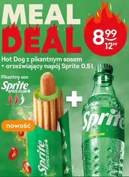 Żabka Hot Dog z pikantnym sosem + napój Sprite 0.5l oferta