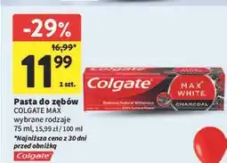 Intermarche Pasta do zębów charcoal Colgate Max White oferta