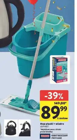 Intermarche Zestaw combi clean: mop płaski + wiadro z wyciskaczem 12 l Leifheit oferta