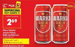 Biedronka Piwo Warka Jasne Pełne, 500 ml/550 ml oferta