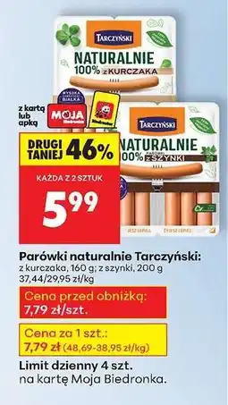 Biedronka Parówki naturalne Tarczyński oferta