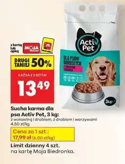 Biedronka Sucha karma dla psa Activ Pet 3 kg oferta