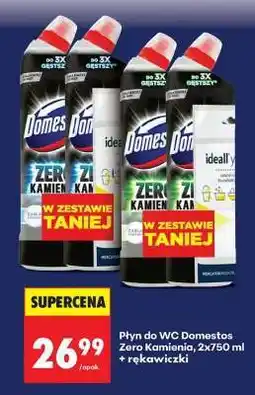Biedronka Płyn do WC Domestos Zero Kamienia, 2x750 ml + rękawiczki oferta