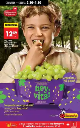 Biedronka Winogrona jasne bezpestkowe bio Hey, Vita! oferta