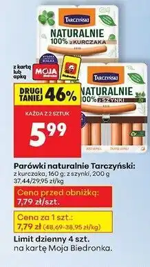 Biedronka Parówki z kurczaka Tarczyński Naturalnie oferta