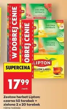 Biedronka Zestaw herbat yellow label 50 szt + herbata zielona z nutą pigwy 20 nuta cytrusów Lipton oferta