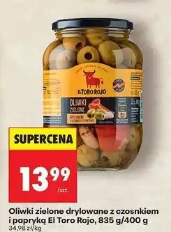 Biedronka Oliwki zielone z czosnkiem i papryką El Toro Rojo oferta