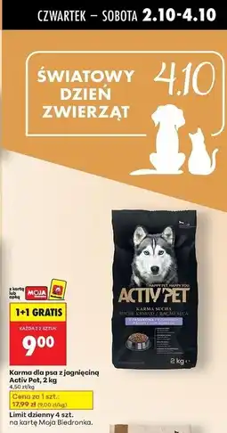 Biedronka Karma dla psa z jagnięciną sensitive Activ Pet oferta