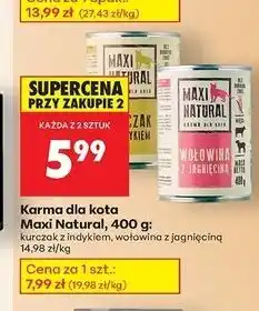 Biedronka Karma dla kota wołowina z jagnięciną Maxi Natural oferta
