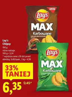 Lidl Chipsy Lay's Max karbowane Grilled Beef Burger oferta