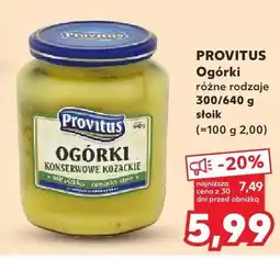Kaufland Ogórki konserwowe różne rodzaje Provitus oferta
