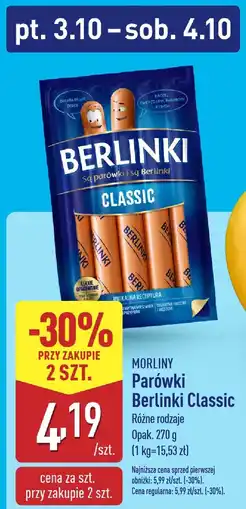 ALDI Parówki Berlinki Classic Morliny oferta