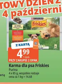 E.Leclerc Karma dla psa wołowina kurczak i jagnięcina w sosie Purina Friskies oferta
