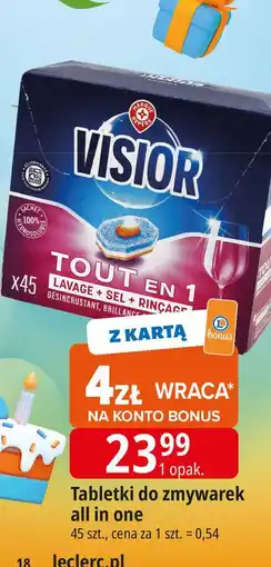 E.Leclerc Tabletki do zmywarek plus Wiodąca Marka Visior oferta