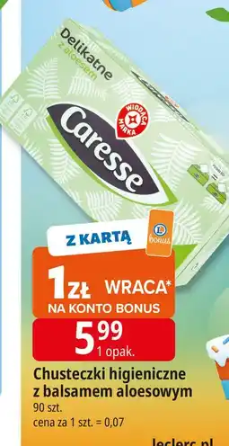 E.Leclerc Chusteczki higieniczne aloes Wiodąca Marka Caresse oferta