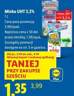 Lidl Mleko UHT 3,2% różne marki oferta