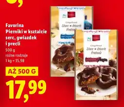 Lidl Pierniki w kształcie serc, gwiazdek i precli Favorina różne rodzaje oferta