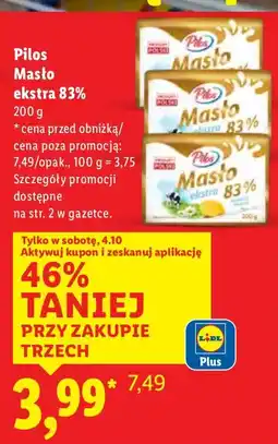Lidl Masło ekstra 83% 200g Pilos oferta