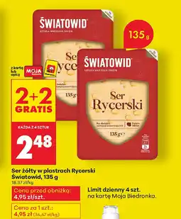 Biedronka Ser żółty w plastrach Rycerski Światowid oferta