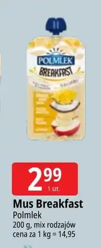 E.Leclerc Mus mango banan jabłko pomarańcza Polmlek Breakfast oferta