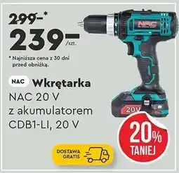 Biedronka NAC Wkrętarka NAC 20 V z akumulatorem CDB1-LI, 20 V oferta