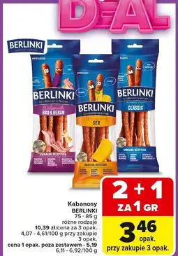 Carrefour Market Kabanosy BERLINKI różne rodzaje oferta