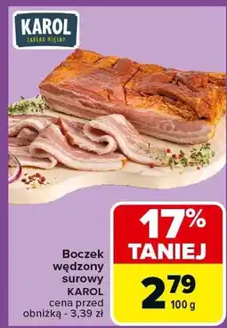 Carrefour Boczek wędzony surowy 100g Karol oferta