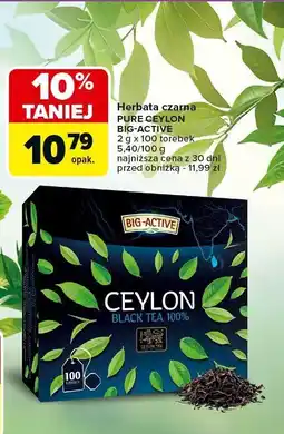 Carrefour Herbata czarna PURE CEYLON BIG-ACTIVE 2g x 100 torebek oferta