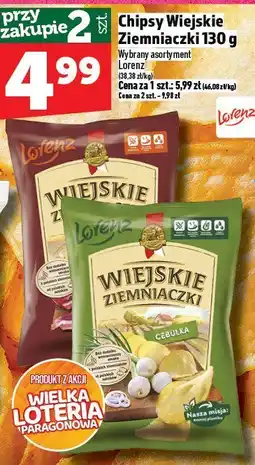 Topaz Chipsy Wiejskie Ziemniaczki 130g Lorenz oferta