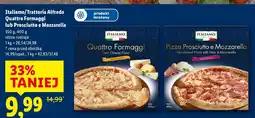 Lidl Pizza Italamo/Trattoria Alfredo Quattro Formaggi lub Prosciutto e Mozzarella 350 g, 400 g oferta