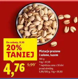Lidl Pistacje prażone i solone luzem 100g Lidl oferta