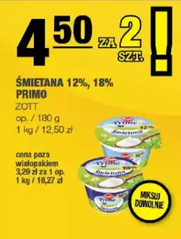 SPAR mini Śmietana 12%, 18% primo zott oferta