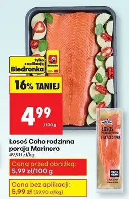 Biedronka Łosoś Coho rodzinna porcja Marinero oferta