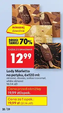 Biedronka Lody Marletto na patyku, 6x120 ml oferta