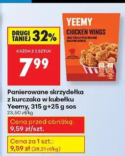 Biedronka Panierowane skrzydełka z kurczaka w kubku Yeemy, 315 g +25 g sos oferta