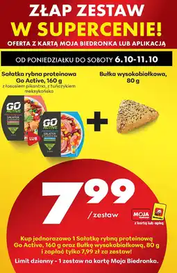 Biedronka Zestaw: sałatka rybna proteinowa Go Active + bułka wysokobiałkowa Biedronka oferta