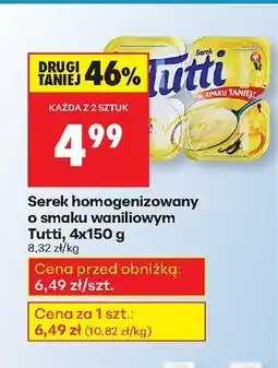 Biedronka Serek homogenizowany o smaku waniliowym 4-pak Tutti oferta