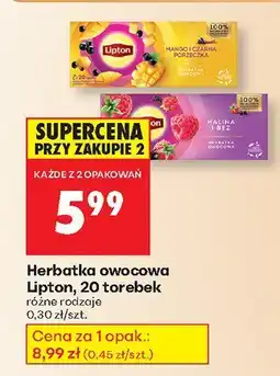 Biedronka Herbatka owocowa różne rodzaje Lipton oferta